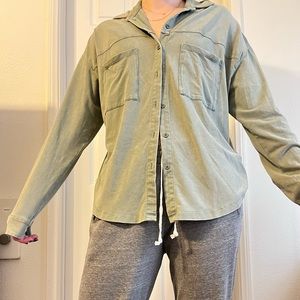 z supply green button up shirt